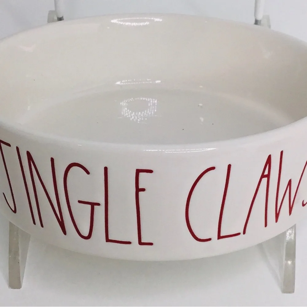 New Rae Dunn Christmas “JINGLE CLAWS” Water Or Food Bowl